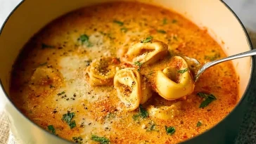 Cheesy Tomato Tortellini Soup