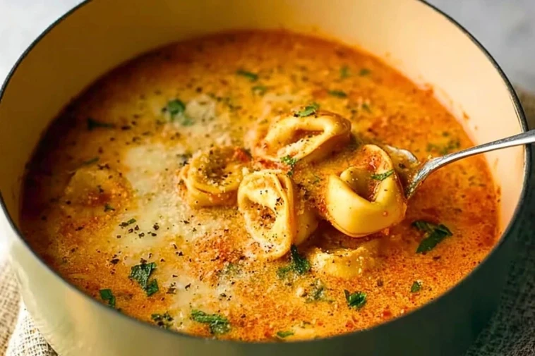Cheesy Tomato Tortellini Soup