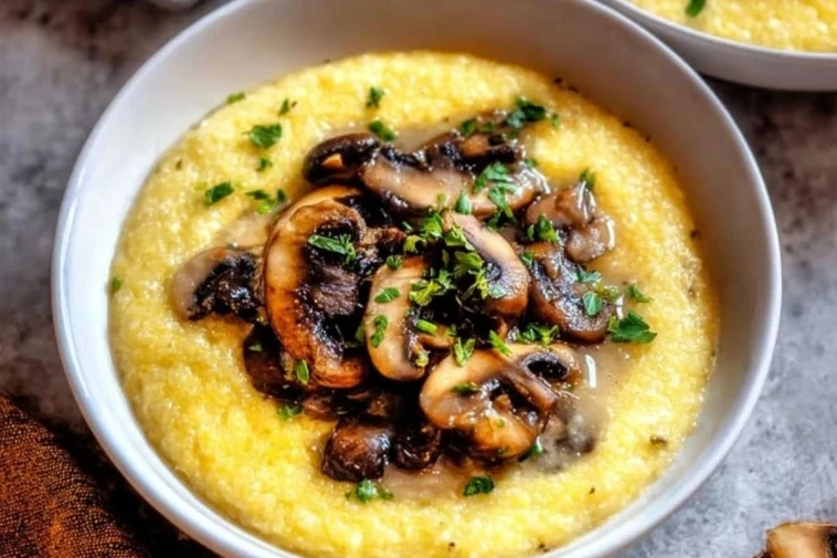 Creamy Garlic Polenta With Mushrooms