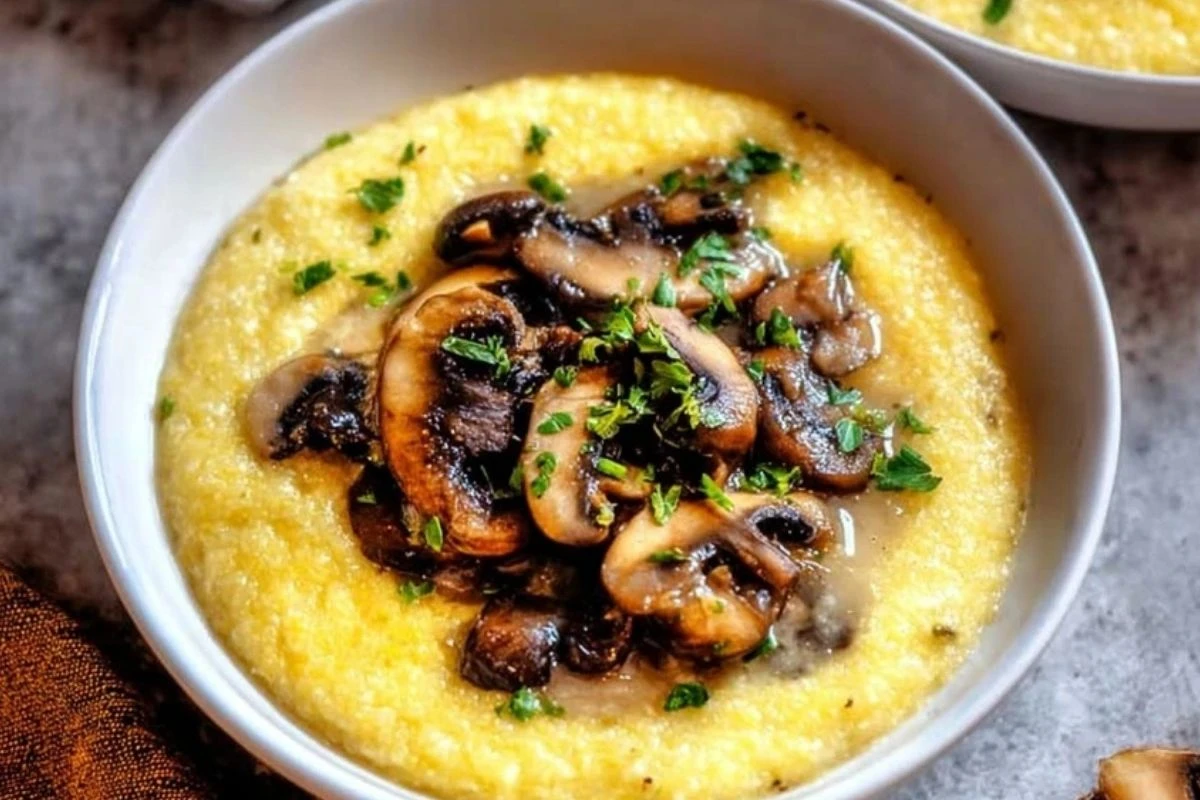 Creamy Garlic Polenta With Mushrooms