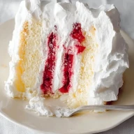 Homemade Raspberry And Cream Angel Food Cake