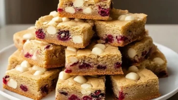 Chewy White Chocolate Cranberry Blondies