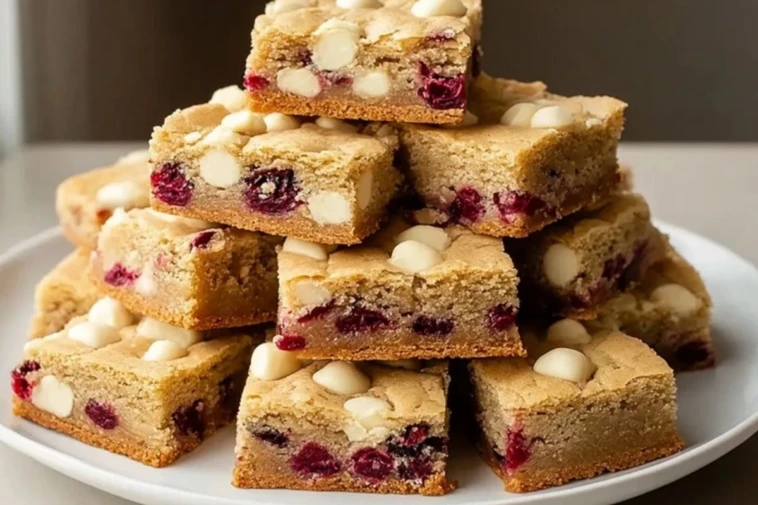 Chewy White Chocolate Cranberry Blondies