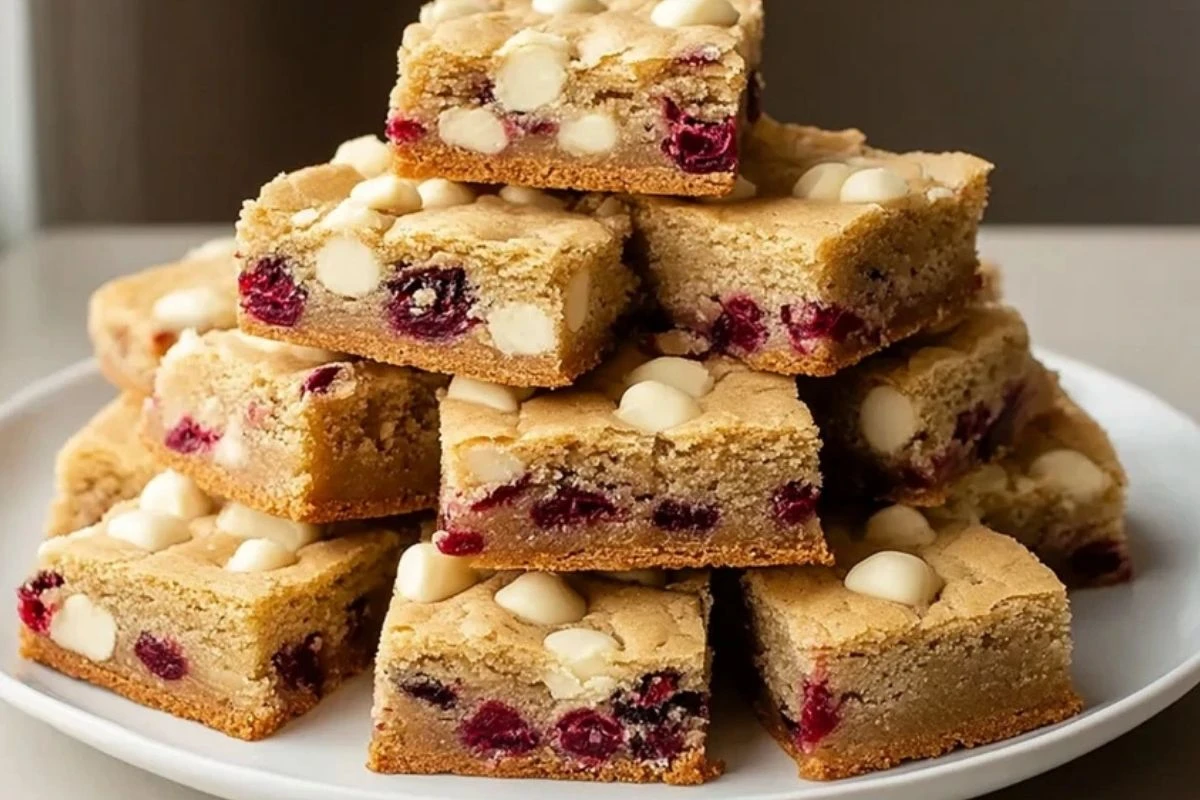 Chewy White Chocolate Cranberry Blondies