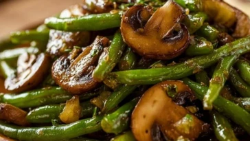 Garlic Butter Sautéed Green Beans and Mushrooms