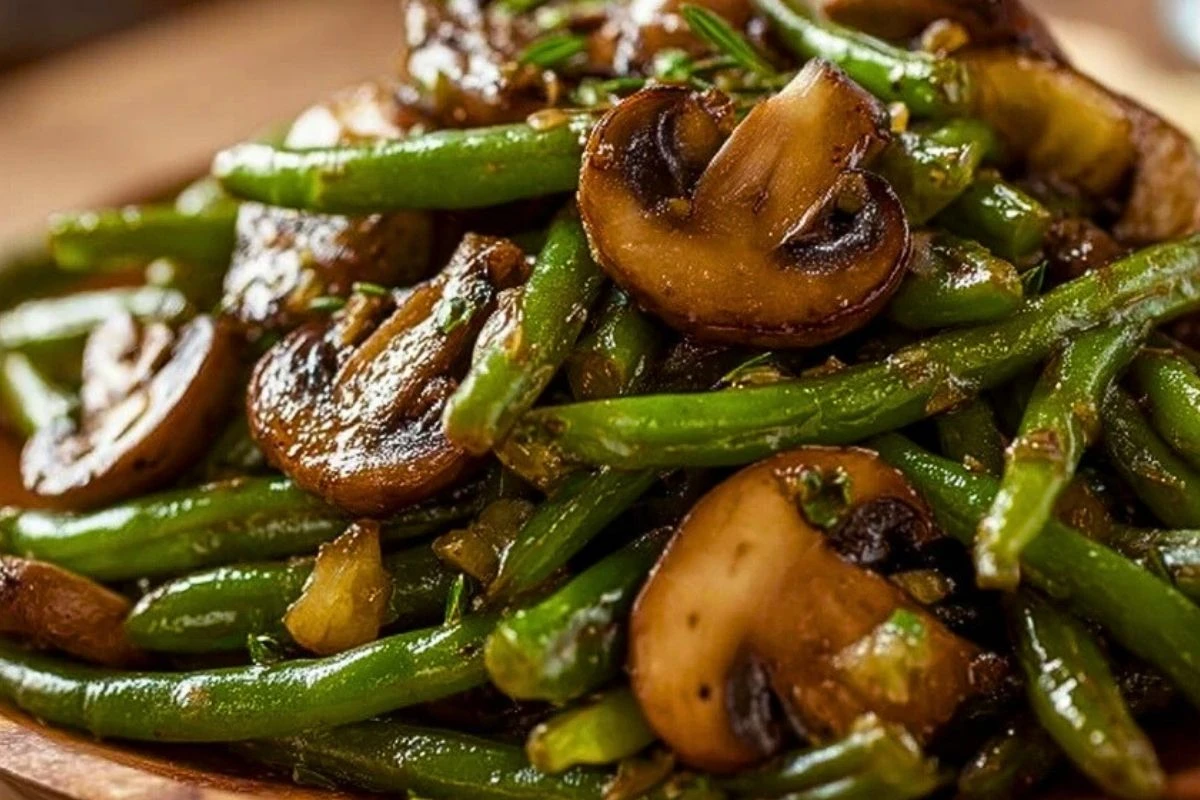 Garlic Butter Sautéed Green Beans and Mushrooms