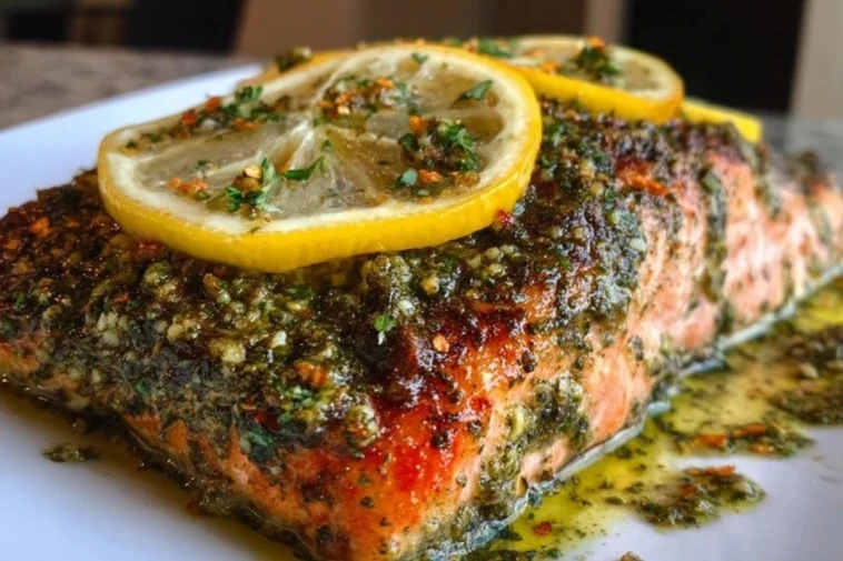 Juicy Baked Pesto Salmon