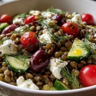 Mediterranean Lentil Salad with Lemon Dill Dressing