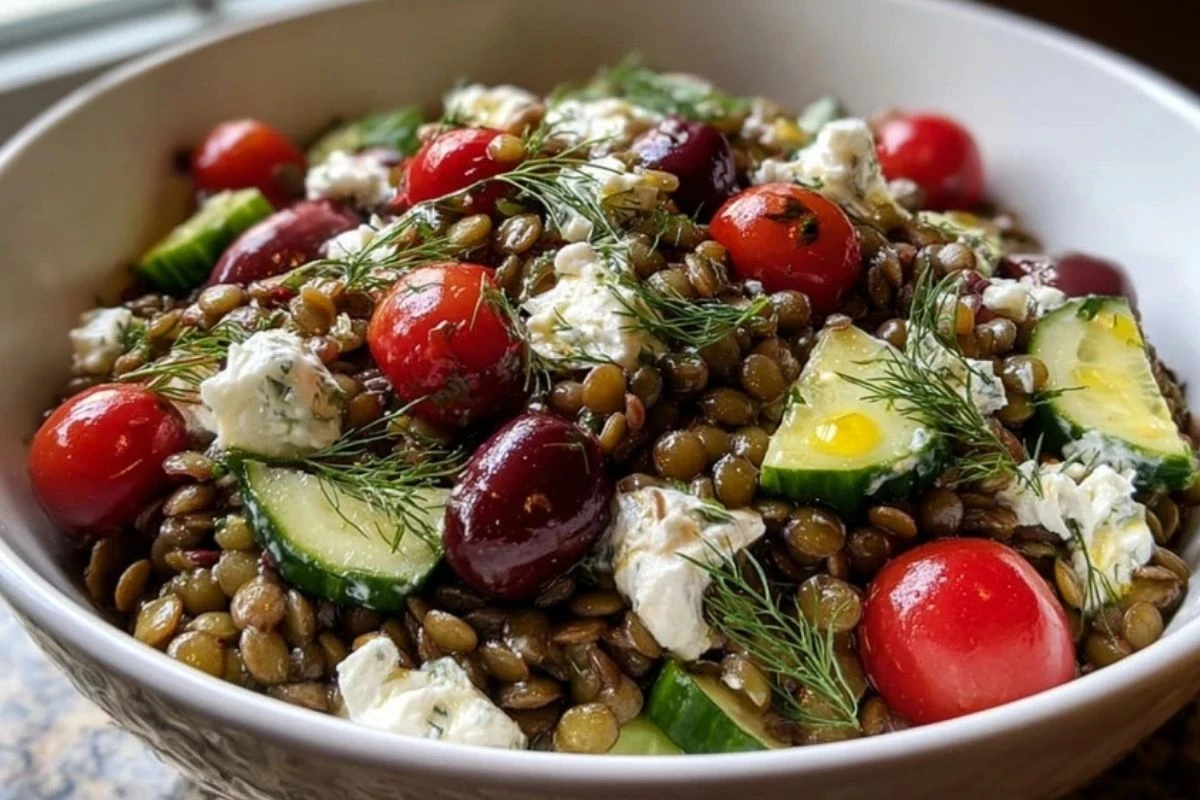 Mediterranean Lentil Salad with Lemon Dill Dressing