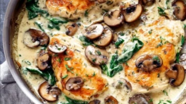 One-Pan Creamy Parmesan Garlic Mushroom Chicken