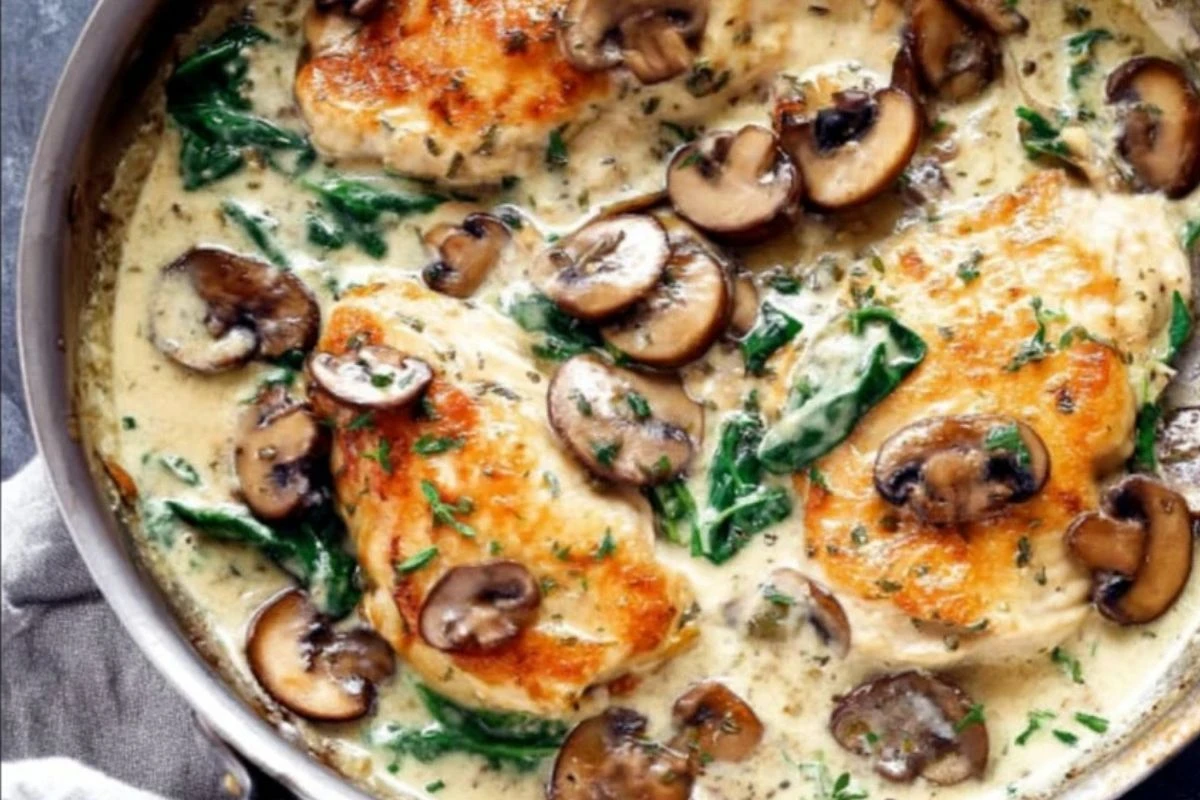 One-Pan Creamy Parmesan Garlic Mushroom Chicken