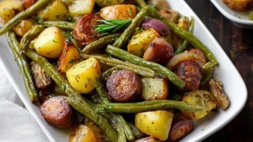 One Pan Sausage Green Beans and Potatoes