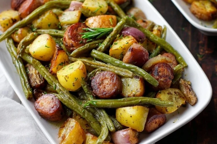 One Pan Sausage Green Beans and Potatoes