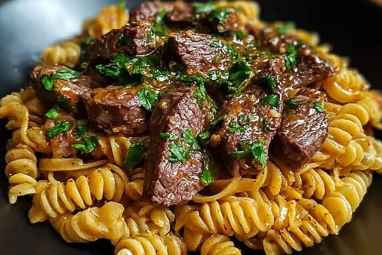 One Pot Creamy Spicy Garlic Butter Steak & Pasta