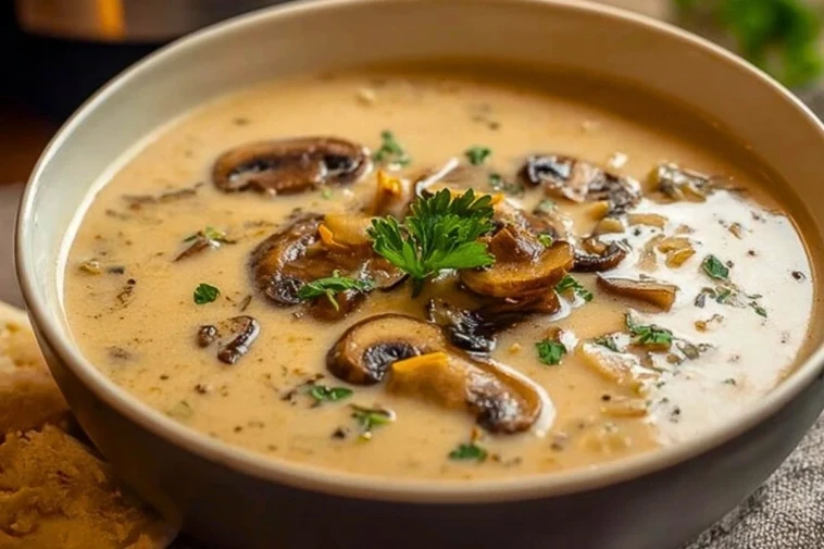 Slow Cooker Creamy Mushroom Soup