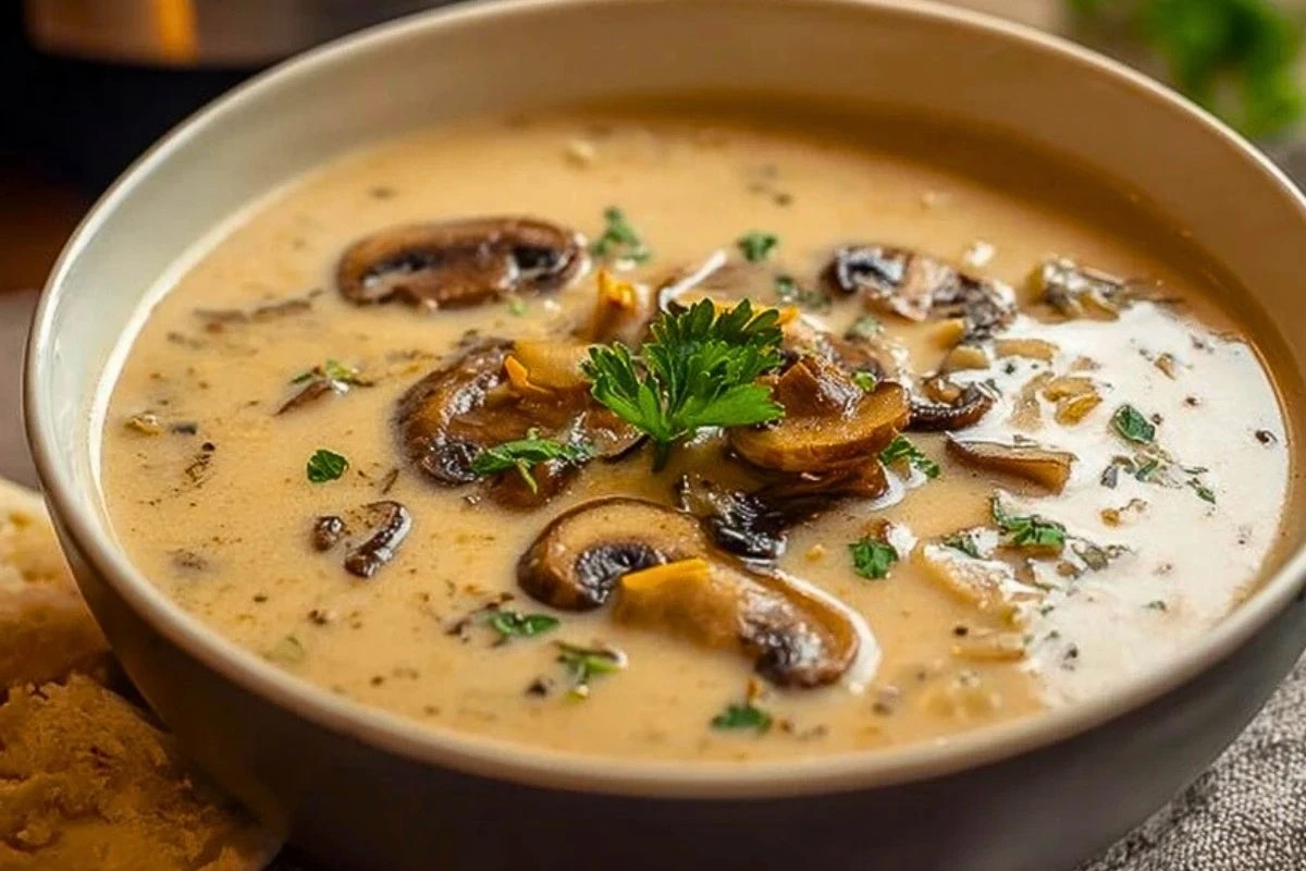 Slow Cooker Creamy Mushroom Soup