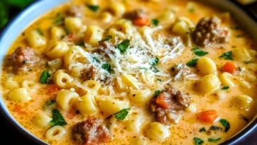 Creamy Parmesan Italian Sausage Ditalini Soup