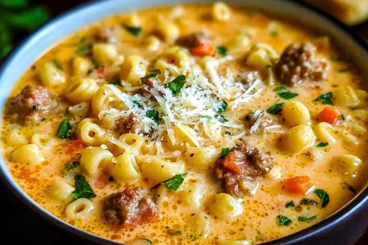 Creamy Parmesan Italian Sausage Ditalini Soup
