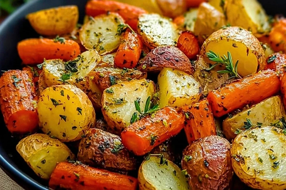 Garlic Herb Roasted Potatoes Carrots and Zucchini