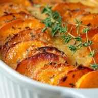 Garlic Scalloped Sweet Potatoes