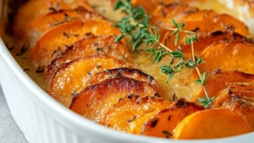 Garlic Scalloped Sweet Potatoes