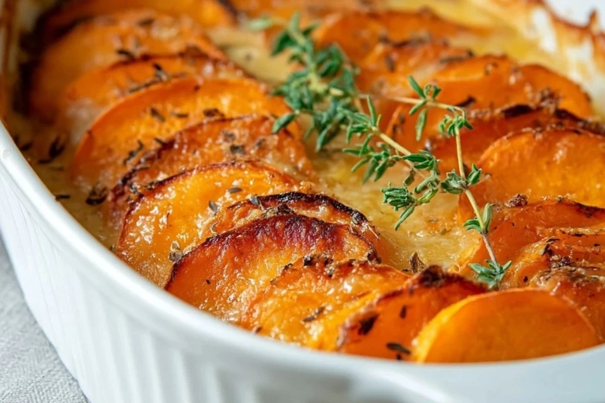 Garlic Scalloped Sweet Potatoes