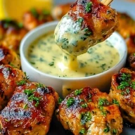Grilled Chicken Bites with Creamy Garlic Sauce