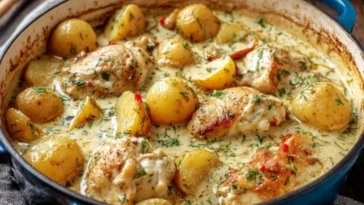 Dutch Oven Creamy Ranch Chicken & Potatoes