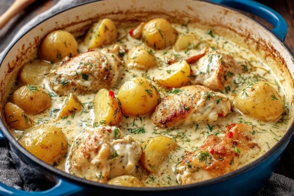 Dutch Oven Creamy Ranch Chicken & Potatoes