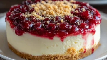 No-Bake Cranberry White Chocolate Cheesecake