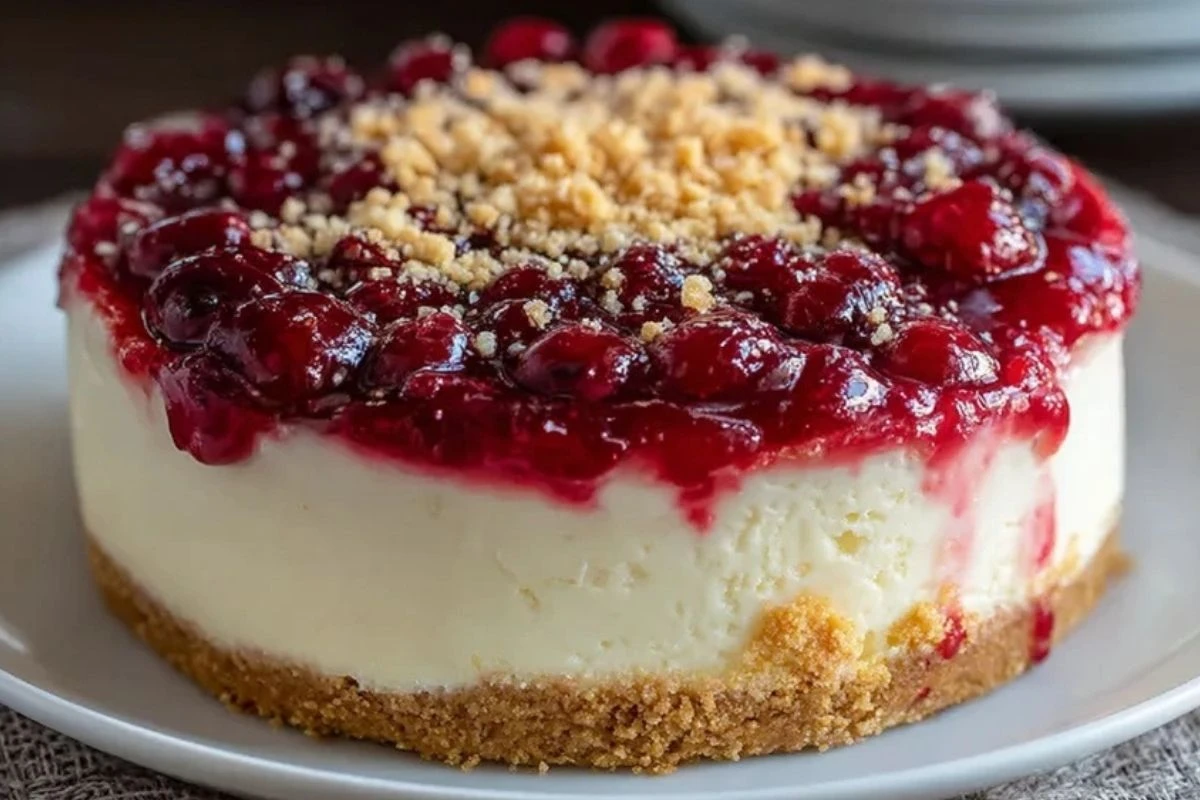No-Bake Cranberry White Chocolate Cheesecake