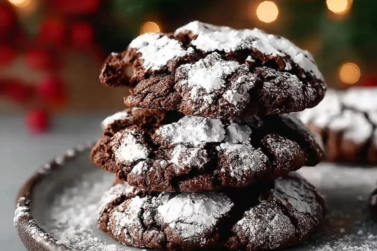 Perfect Double Chocolate Crinkle Cookies