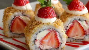 Strawberry Shortcake Cheesecake Sushi Rolls