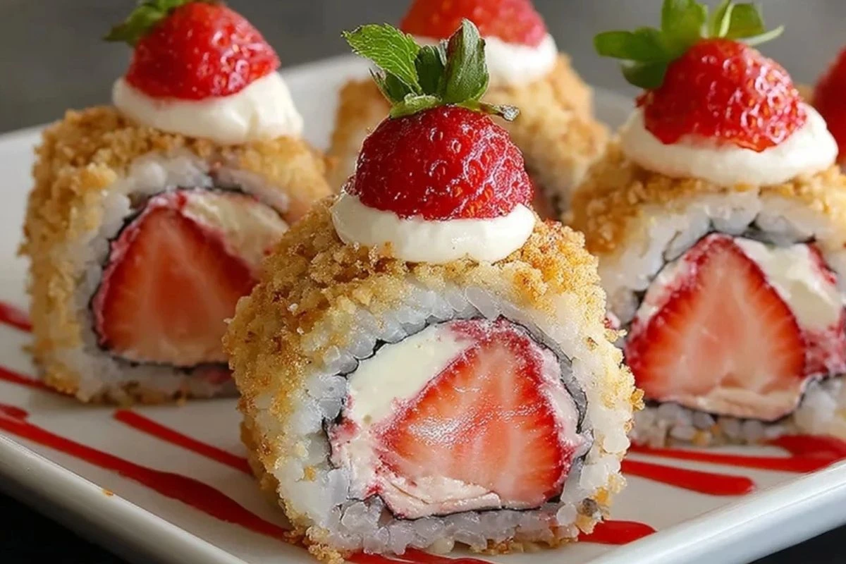 Strawberry Shortcake Cheesecake Sushi Rolls