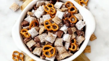 Salted Caramel Pretzel Puppy Chow