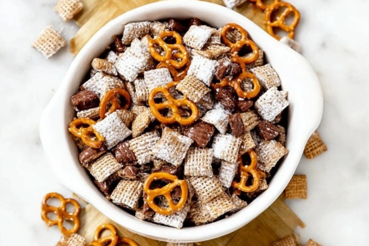 Salted Caramel Pretzel Puppy Chow