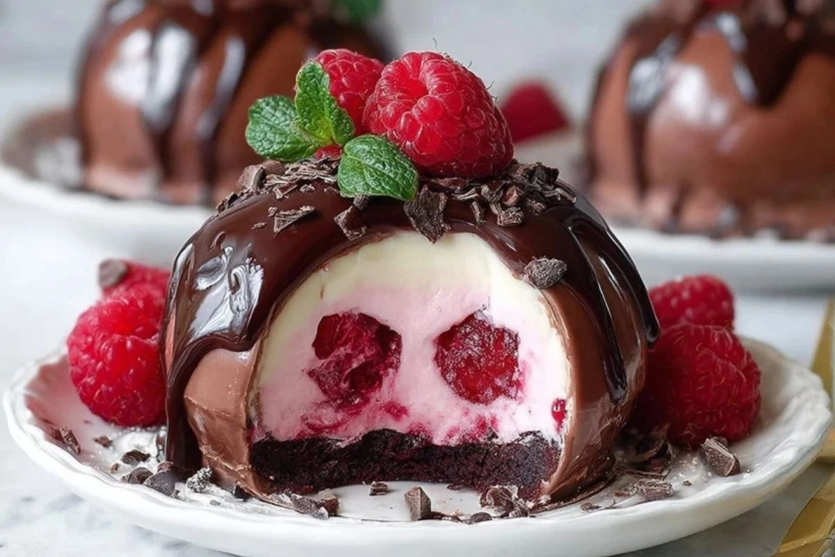 Chocolate Raspberry Cheesecake Domes