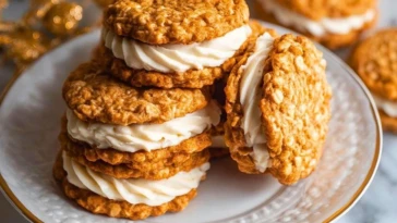 Easy Spiced Eggnog Oatmeal Cream Pies