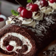 Elegant Black Forest Cake Roll