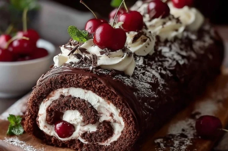 Elegant Black Forest Cake Roll