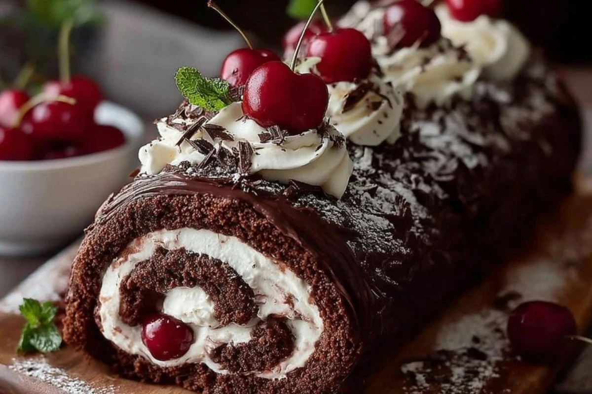 Elegant Black Forest Cake Roll