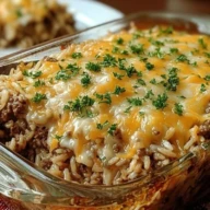 French Onion Ground Beef Rice Casserole