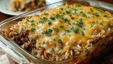 French Onion Ground Beef Rice Casserole