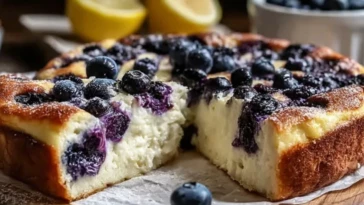 High-Protein Lemon Blueberry Breakfast Bake with Cottage Cheese