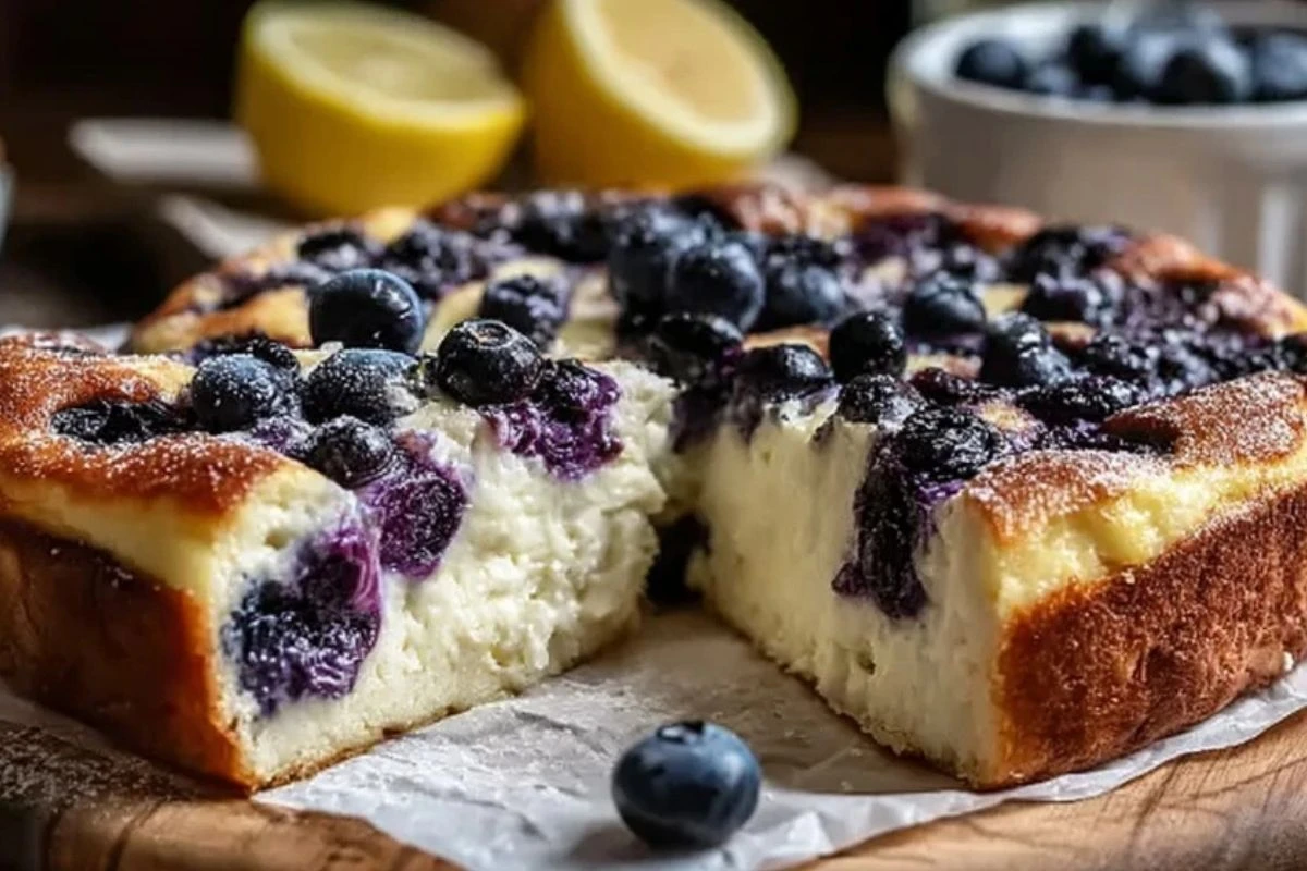 High-Protein Lemon Blueberry Breakfast Bake with Cottage Cheese