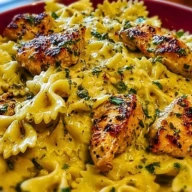 Mozzarella Garlic Butter Chicken Bowties in Cheesy Cream