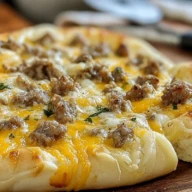 Sausage Gravy Crescent Roll Breakfast Pizza