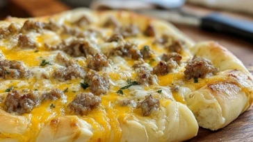 Sausage Gravy Crescent Roll Breakfast Pizza
