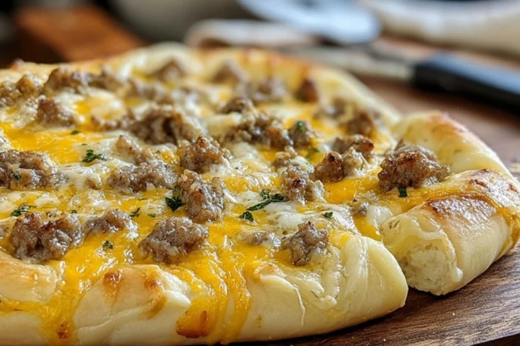 Sausage Gravy Crescent Roll Breakfast Pizza