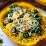 Spaghetti Squash with Spinach and Cheese